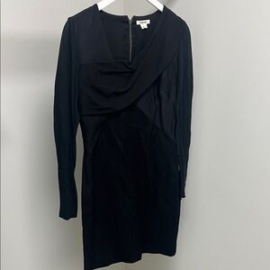 Helmut Lang Black Draped Long Sleeve Dress
